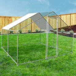 IDMARKET Enclos Poulailler 9 M² Parc Grillagé 3x3 M Acier Galvanisé - Naturel -Poulailler et élevage de la basse-cour Soldes Magasin 10649286 5