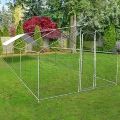 IDMARKET Enclos Poulailler 24 M² Parc Grillagé 8x3 M Acier Galvanisé - Naturel -Poulailler et élevage de la basse-cour Soldes Magasin 10649287 5