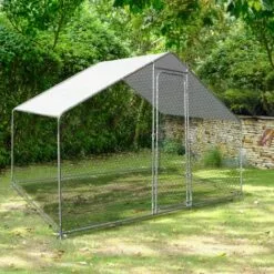 IDMARKET Enclos Poulailler 3 M² Parc Grillagé 2,20x1,4 M Acier Galvanisé - Naturel -Poulailler et élevage de la basse-cour Soldes Magasin 12160537 5