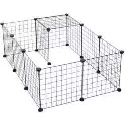 PawHut Cage Parc Enclos Pour Animaux Domestiques L 106 X L 73 X H 36 Cm Bords Arrondis Fil Métallique Noir 55 - Noir