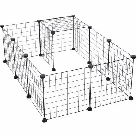 PawHut Cage Parc Enclos Pour Animaux Domestiques L 106 X L 73 X H 36 Cm Bords Arrondis Fil Métallique Noir 55 - Noir 1 PawHut Cage Parc Enclos Pour Animaux Domestiques L 106 X L 73 X H 36 Cm Bords Arrondis Fil Métallique Noir 55 - Noir