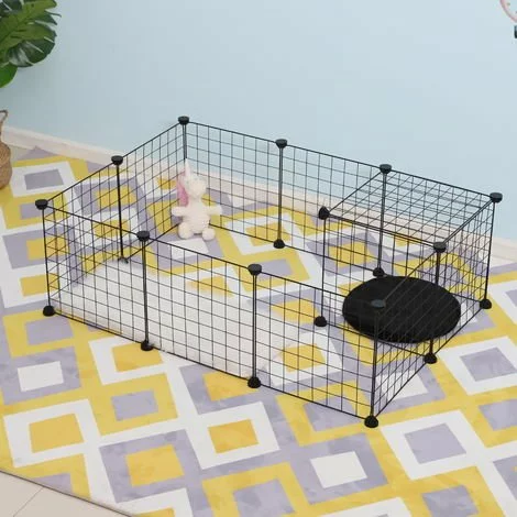 PawHut Cage Parc Enclos Pour Animaux Domestiques L 106 X L 73 X H 36 Cm Bords Arrondis Fil Métallique Noir 55 - Noir 2 PawHut Cage Parc Enclos Pour Animaux Domestiques L 106 X L 73 X H 36 Cm Bords Arrondis Fil Métallique Noir 55 - Noir – Image 2