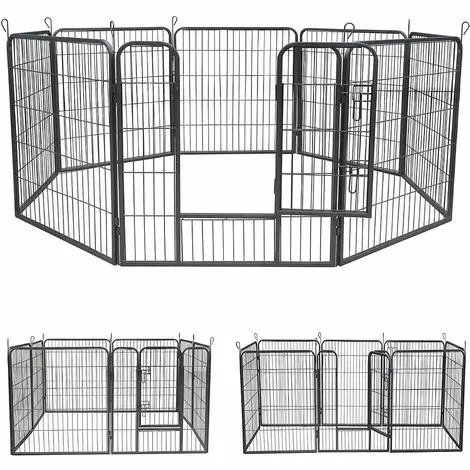 MUCOLA 8 Eléments 80x80cm Parc Pour Chiot, Clôture Pour, Enclos En Argent, Barrière Pour, Roue Libre 1 MUCOLA 8 Eléments 80x80cm Parc Pour Chiot, Clôture Pour, Enclos En Argent, Barrière Pour, Roue Libre