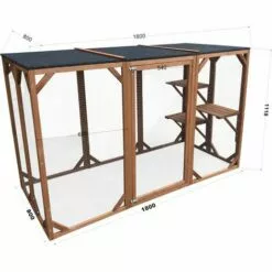 WILTEC Enclos Extérieur Parc Pour Chat Résistant Aux Intempéries 180 X 80 X 111,8 Cm Avec 3 Zones De Repos 7 WILTEC Enclos Extérieur Parc Pour Chat Résistant Aux Intempéries 180 X 80 X 111,8 Cm Avec 3 Zones De Repos -Poulailler et élevage de la basse-cour Soldes Magasin 13207776 4