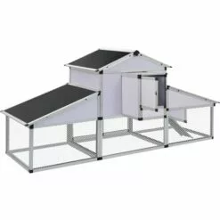 VidaXL Poulailler Avec Rampes Et Nichoir Aluminium - Blanc -Poulailler et élevage de la basse-cour Soldes Magasin 1442771 4
