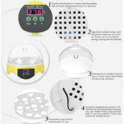 ASUPERMALL Incubateur Automatique Intelligent Pour Oeufs 7 Oeufs Ac220V Eu Plug -Poulailler et élevage de la basse-cour Soldes Magasin 14635317 4