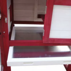 WILTEC Poulailler Avec Nichoir & Enclos Pondoir Peinture Rouge-blanche Clapier Plancher Amovible Volaille -Poulailler et élevage de la basse-cour Soldes Magasin 14833597 4