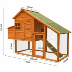 WILTEC Poulailler Avec Nichoir & Enclos Bois D’épicéa 1720x660x1200 Mm Grillage Bac à Crottes Galvanisé -Poulailler et élevage de la basse-cour Soldes Magasin 1526561 4