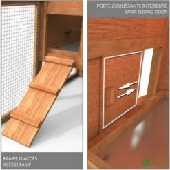 VOUNOT Poulailler En Bois Avec Pondoir Et Perchoir Accueillant 2 Poules -Poulailler et élevage de la basse-cour Soldes Magasin 15463901 4