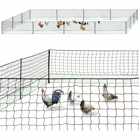 IDMARKET Kit Clôture Filet à Poules 50 M Avec Porte 15 Piquets Double Pointes 2 IDMARKET Kit Clôture Filet à Poules 50 M Avec Porte 15 Piquets Double Pointes – Image 2