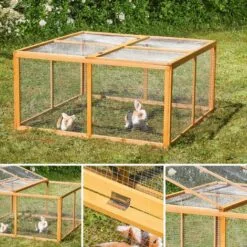 MUCOLA Cage à Lapin Petit Animal Huche à Bois Enclos Extérieur Libre XXL -Poulailler et élevage de la basse-cour Soldes Magasin 16434993 5