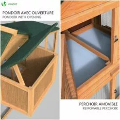 VOUNOT Poulailler En Bois XL Avec Pondoir Et Perchoir -Poulailler et élevage de la basse-cour Soldes Magasin 16517335 4