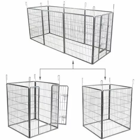 HELLOSHOP26 Parc Enclos Cage Pour Chiens Chiots Animaux De Compagnie 163 X 163 Cm Gris - Gris 2 HELLOSHOP26 Parc Enclos Cage Pour Chiens Chiots Animaux De Compagnie 163 X 163 Cm Gris - Gris – Image 2