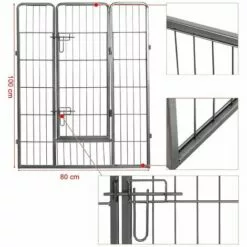 HELLOSHOP26 Parc Enclos Cage Pour Chiens Chiots Animaux De Compagnie 163 X 163 Cm Gris - Gris 7 HELLOSHOP26 Parc Enclos Cage Pour Chiens Chiots Animaux De Compagnie 163 X 163 Cm Gris - Gris -Poulailler et élevage de la basse-cour Soldes Magasin 1678180 4