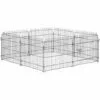PawHut Parc Enclos Pour Chiens Chiots Animaux Domestiques Diamètre 158 Cm 8 Panneaux 71L X 61H Cm Noir
