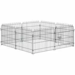 PawHut Parc Enclos Pour Chiens Chiots Animaux Domestiques Diamètre 158 Cm 8 Panneaux 71L X 61H Cm Noir