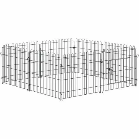 PawHut Parc Enclos Pour Chiens Chiots Animaux Domestiques Diamètre 158 Cm 8 Panneaux 71L X 61H Cm Noir 1 PawHut Parc Enclos Pour Chiens Chiots Animaux Domestiques Diamètre 158 Cm 8 Panneaux 71L X 61H Cm Noir