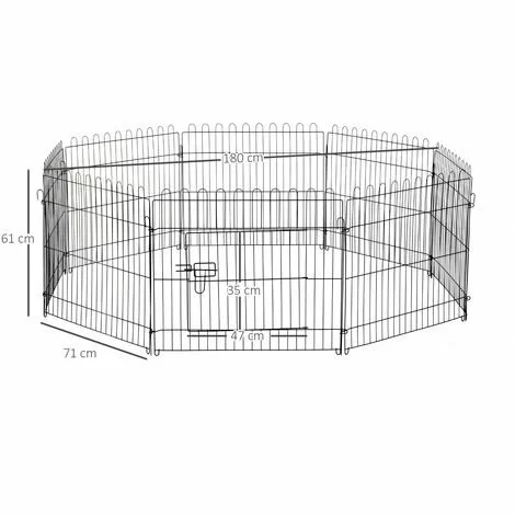 PawHut Parc Enclos Pour Chiens Chiots Animaux Domestiques Diamètre 158 Cm 8 Panneaux 71L X 61H Cm Noir 3 PawHut Parc Enclos Pour Chiens Chiots Animaux Domestiques Diamètre 158 Cm 8 Panneaux 71L X 61H Cm Noir – Image 3