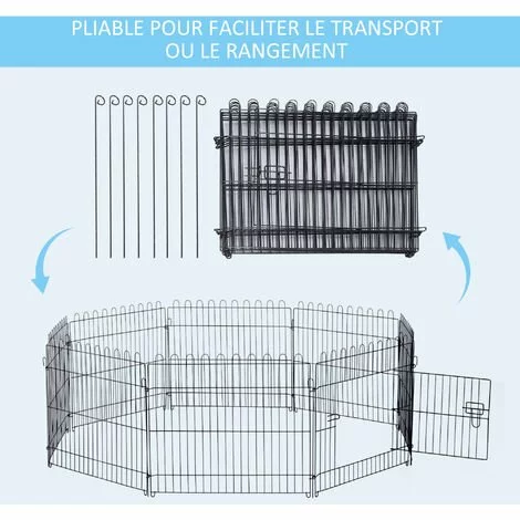 PawHut Parc Enclos Pour Chiens Chiots Animaux Domestiques Diamètre 158 Cm 8 Panneaux 71L X 61H Cm Noir 5 PawHut Parc Enclos Pour Chiens Chiots Animaux Domestiques Diamètre 158 Cm 8 Panneaux 71L X 61H Cm Noir – Image 5