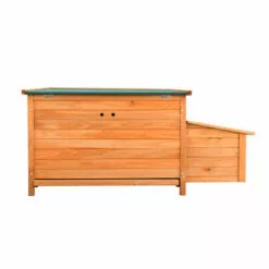 WILTEC Poulailler Marron Rougeâtre Bois 136x74x70cm Nichoir Bac Amovible Nettoyage Abri Niche Maisonnette -Poulailler et élevage de la basse-cour Soldes Magasin 17613614 4