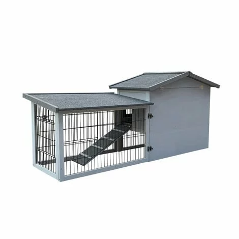 WILTEC Poulailler Gris Clair 144x52,5x68,5 Cm Bois Nichoir & Enclos Bac Amovible Nettoyage Cage Basse-cour 3 WILTEC Poulailler Gris Clair 144x52,5x68,5 Cm Bois Nichoir & Enclos Bac Amovible Nettoyage Cage Basse-cour – Image 3