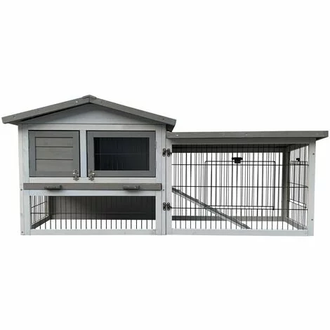 WILTEC Poulailler Gris Clair 144x52,5x68,5 Cm Bois Nichoir & Enclos Bac Amovible Nettoyage Cage Basse-cour 4 WILTEC Poulailler Gris Clair 144x52,5x68,5 Cm Bois Nichoir & Enclos Bac Amovible Nettoyage Cage Basse-cour – Image 4