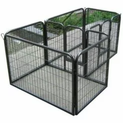 Bc-elec - 5663-1590 Parc à Chiots, Chiens Et Autres Animaux, 7 Panneaux, Modulable - Noir -Poulailler et élevage de la basse-cour Soldes Magasin 178705 4