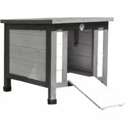 MUCOLA Maison De Chat Blanc/gris Maison De Chat Extérieur Chat Grotte Litière Boîte De Bois Maison De Chat