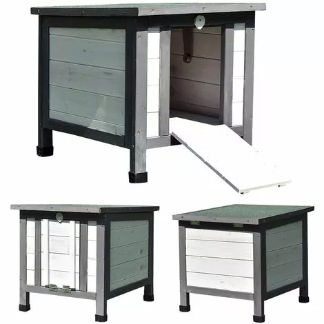 MUCOLA Maison De Chat Blanc/gris Maison De Chat Extérieur Chat Grotte Litière Boîte De Bois Maison De Chat 2 MUCOLA Maison De Chat Blanc/gris Maison De Chat Extérieur Chat Grotte Litière Boîte De Bois Maison De Chat – Image 2