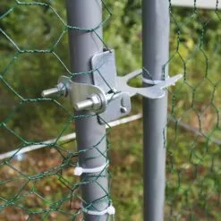 MONSTER SHOP Enclos Poulailler Extérieur 3mx8mx2m Volière Acier Galvanisé Volaille Cage Animal Chien Lapin Canard Bâche Toit GRATIS - Argent -Poulailler et élevage de la basse-cour Soldes Magasin 18302134 4