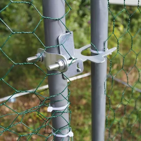 MONSTER SHOP Enclos Poulailler Extérieur 3mx2mx2m Volière Acier Galvanisé Volaille Cage Animal Chien Lapin Canard Bâche Toit - Argent 4 MONSTER SHOP Enclos Poulailler Extérieur 3mx2mx2m Volière Acier Galvanisé Volaille Cage Animal Chien Lapin Canard Bâche Toit - Argent – Image 4