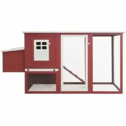 Poulailler D'extérieur Avec 1 Nichoir Rouge Bois VidaXL -Poulailler et élevage de la basse-cour Soldes Magasin 18425806 3