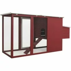 Poulailler D'extérieur Avec 1 Nichoir Rouge Bois VidaXL -Poulailler et élevage de la basse-cour Soldes Magasin 18425806 4