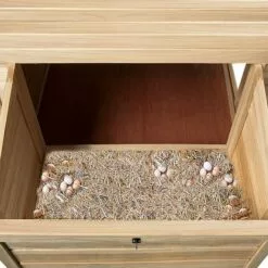 DEUBA Poulailler Mobile 220x125x118 Bois Avec Roues Pondoir Nichoirs Tiroir Coulissant Portes Protection En Bitume -Poulailler et élevage de la basse-cour Soldes Magasin 18473795 4