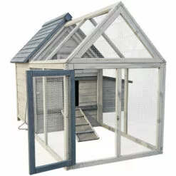 WILTEC Poulailler Bleu-gris 167x118x112cm Bois Nichoir & Enclos Bac Amovible Nettoyage Abri Basse-cour -Poulailler et élevage de la basse-cour Soldes Magasin 18704483 4