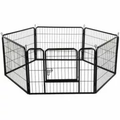 WYCTIN Hofuton 6 Panneaux Parc Chien Petits Animaux De Campagnie 60 Cm H Enclos Pour Chiots Chiens Pliabe Avec Porte En Métal Interieur Exterieur