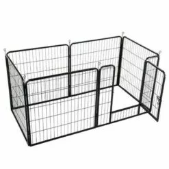WYCTIN Hofuton 6 Panneaux Parc Chien Petits Animaux De Campagnie 60 Cm H Enclos Pour Chiots Chiens Pliabe Avec Porte En Métal Interieur Exterieur -Poulailler et élevage de la basse-cour Soldes Magasin 19489075 5