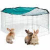 Relaxdays Cage Extérieur Lapin XL, Avec Filet, Enclos Pour Rongeurs, Avec Protection Contre Le Soleil, Ø 145 Cm, Zingué