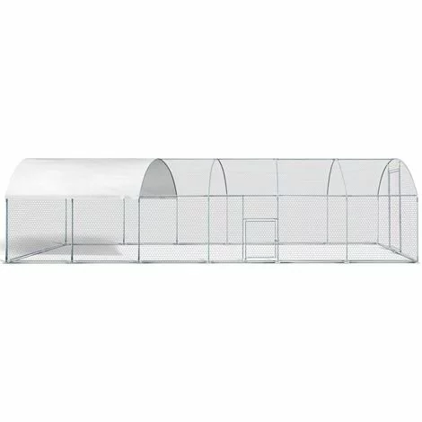 IDMARKET Enclos Poulailler Dôme 22,5 M² Parc Grillagé 3x7,5 M Avec Porte Latérale - Naturel 3 IDMARKET Enclos Poulailler Dôme 22,5 M² Parc Grillagé 3x7,5 M Avec Porte Latérale - Naturel – Image 3