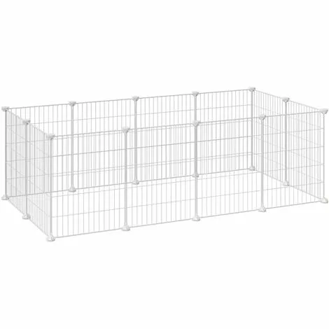 SONGMICS Enclos Modulable, Clôture Pour Petits Animaux, Cage Pour Hamsters, Lapins, Cochon D’Inde, Maille Métallique, Avec Maillet Et Serre-câbles, Usage Intérieur, LPI01W - Blanc 1 SONGMICS Enclos Modulable, Clôture Pour Petits Animaux, Cage Pour Hamsters, Lapins, Cochon D’Inde, Maille Métallique, Avec Maillet Et Serre-câbles, Usage Intérieur, LPI01W - Blanc