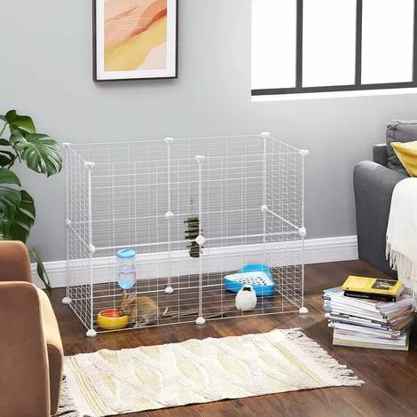 SONGMICS Enclos Modulable, Clôture Pour Petits Animaux, Cage Pour Hamsters, Lapins, Cochon D’Inde, Maille Métallique, Avec Maillet Et Serre-câbles, Usage Intérieur, LPI01W - Blanc 2 SONGMICS Enclos Modulable, Clôture Pour Petits Animaux, Cage Pour Hamsters, Lapins, Cochon D’Inde, Maille Métallique, Avec Maillet Et Serre-câbles, Usage Intérieur, LPI01W - Blanc – Image 2