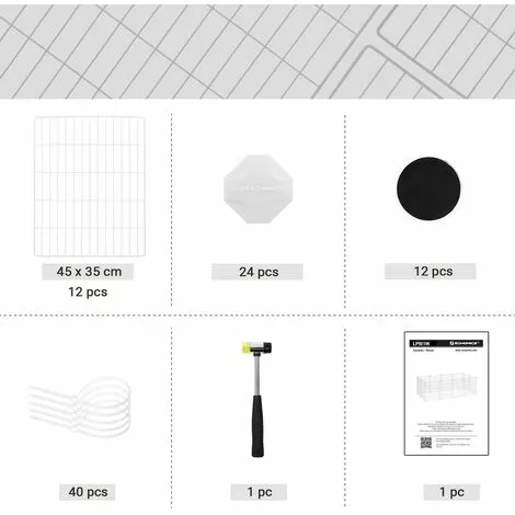 SONGMICS Enclos Modulable, Clôture Pour Petits Animaux, Cage Pour Hamsters, Lapins, Cochon D’Inde, Maille Métallique, Avec Maillet Et Serre-câbles, Usage Intérieur, LPI01W - Blanc 4 SONGMICS Enclos Modulable, Clôture Pour Petits Animaux, Cage Pour Hamsters, Lapins, Cochon D’Inde, Maille Métallique, Avec Maillet Et Serre-câbles, Usage Intérieur, LPI01W - Blanc – Image 4