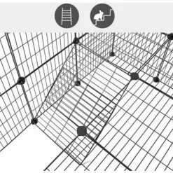 SONGMICS Enclos Modulable Pour Petits Animaux, Cage Intérieur, 2 Niveaux, Maillet En Caoutchouc Offert, Cochon D’Inde, Lapin, Assemblage Facile, 143 X 73 X 71 Cm (L X L X H), Noir LPI02H -Poulailler et élevage de la basse-cour Soldes Magasin 23734221 3