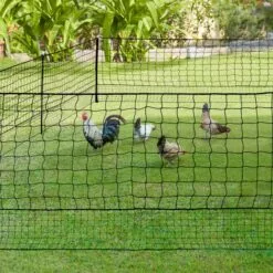 IDMARKET Kit Clôture Filet à Poules 12 M Avec Porte 6 Piquets Double Pointe