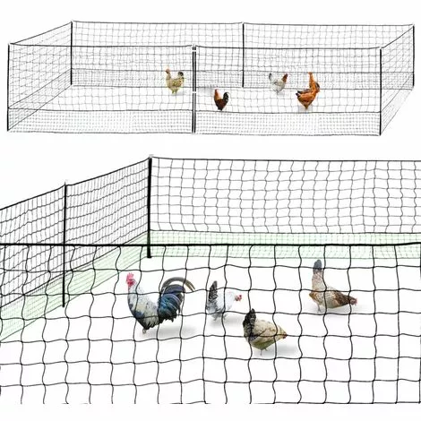 IDMARKET Kit Clôture Filet à Poules 12 M Avec Porte 6 Piquets Double Pointe 2 IDMARKET Kit Clôture Filet à Poules 12 M Avec Porte 6 Piquets Double Pointe – Image 2