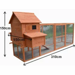 Melko Poulailler Avec Enclos Extérieur XXL Poulailler 310x150x150CM Avec 2 Nichoirs Clapier à Lapin Avec Rampe Et Couloir -Poulailler et élevage de la basse-cour Soldes Magasin 24027958 5