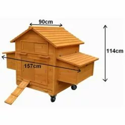 Melko Poulailler Pour 4 Poulets Roulants 157x90x114cm Poulailler En Bois Avec 2 Nichoirs -Poulailler et élevage de la basse-cour Soldes Magasin 24031644 5
