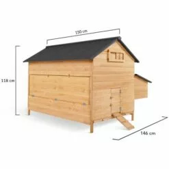 IDMARKET Poulailler Chalet 15 à 18 Poules Avec Pondoir En Bois - Naturel -Poulailler et élevage de la basse-cour Soldes Magasin 24446975 5