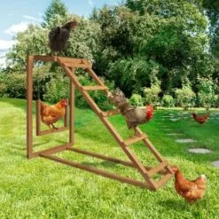 IDMARKET Aire De Jeux En Bois Pour Poules Avec Balançoire Et Perchoir - Naturel