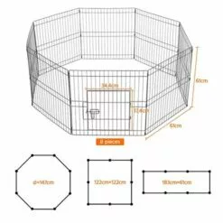 Yaheetech 8 Panneaux Parc Enclos Pliant Pour Chiens Chiots Petit Animaux Extérieur Interieur 61cm Clôture Grille En Métal Avec Porte -Poulailler et élevage de la basse-cour Soldes Magasin 24933305 3